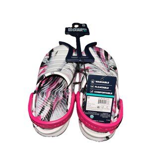 RUGGED SHARK Girl’s Toddler Size 8 Swivel Strap EVA Clog Sandals  Black Pink
